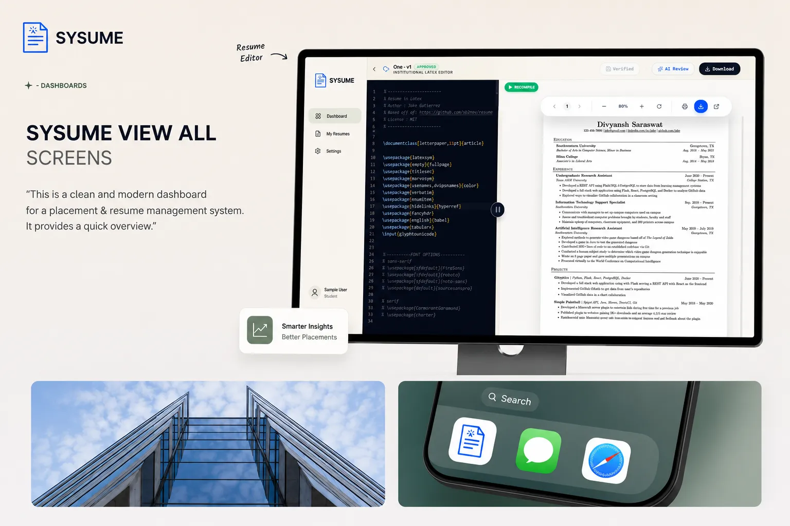 Sysume — LaTeX Resume Editor: Institutional LaTeX Editor with AI Review & PDF Preview